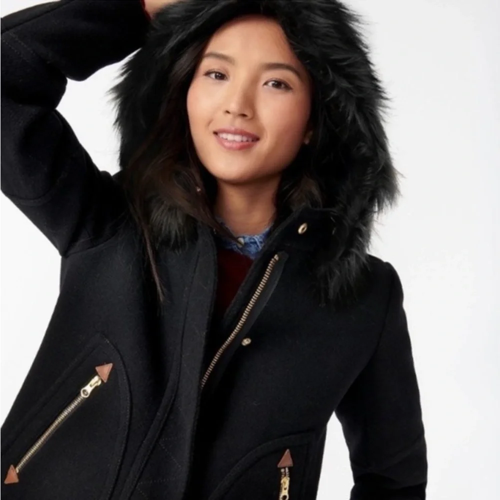 J Crew Coat Chateau Parka Italian Cloth in Black - Picture 2 of 8